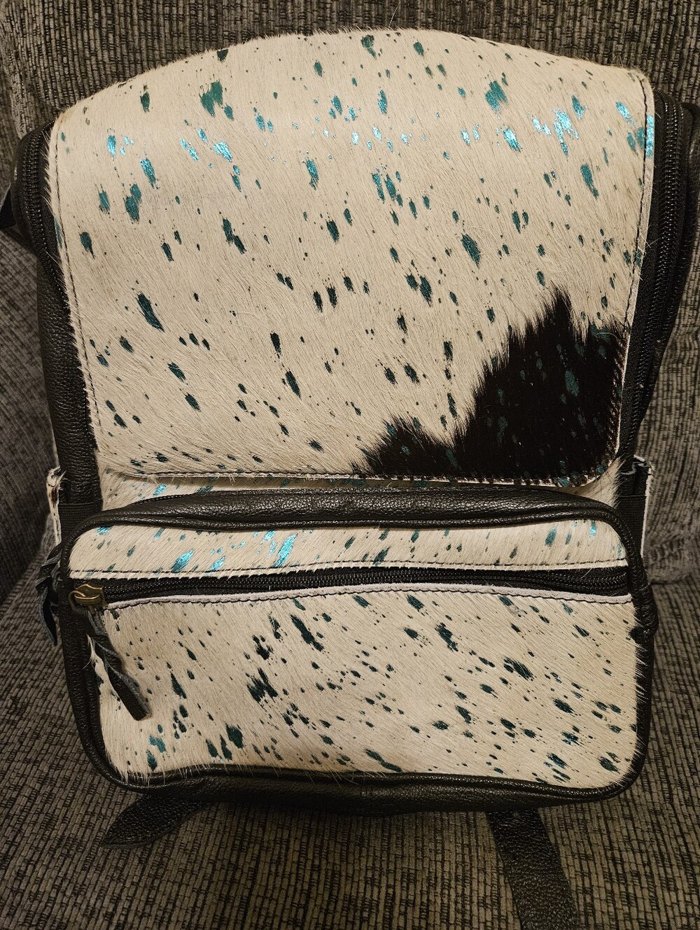 Turquoise Speckled Cowhide Backpack | Western Boho Boutique Bag